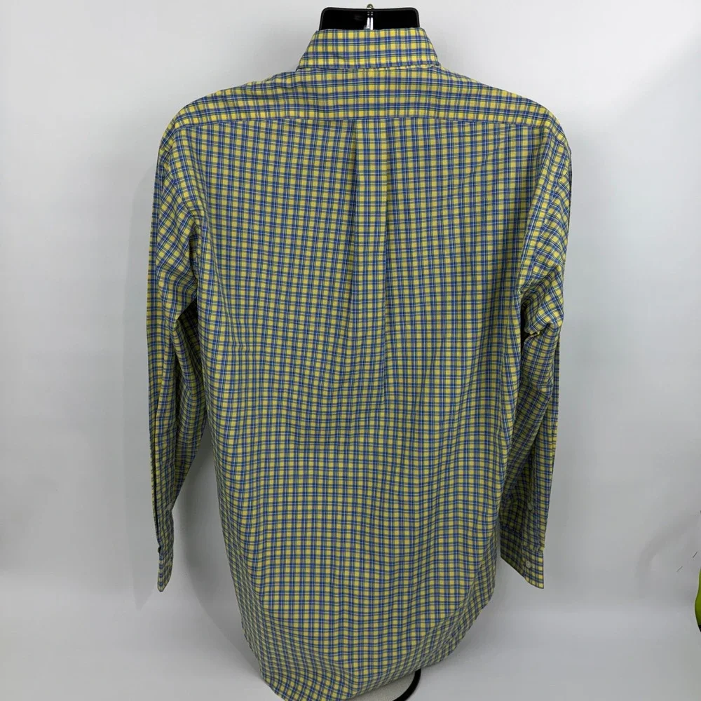 Polo Ralph Lauren Blake Mens M‎ Yellow Blue Plaid Long Sleeve Button Down Shirt